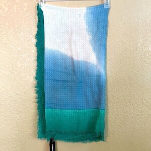 Express oversize scarf, blue/teal/white NWT